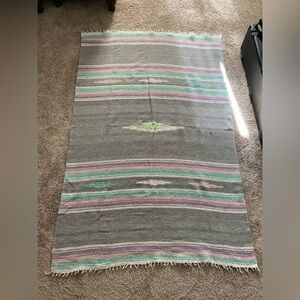 Striped Gray and Pastel Blanket
